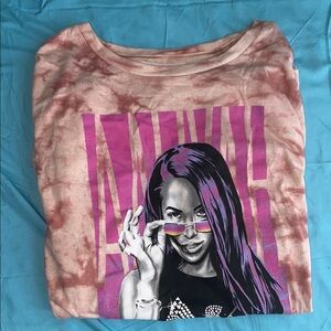 Aaliyah Graphic Tie-Dye T-Shirt with Pink Accents